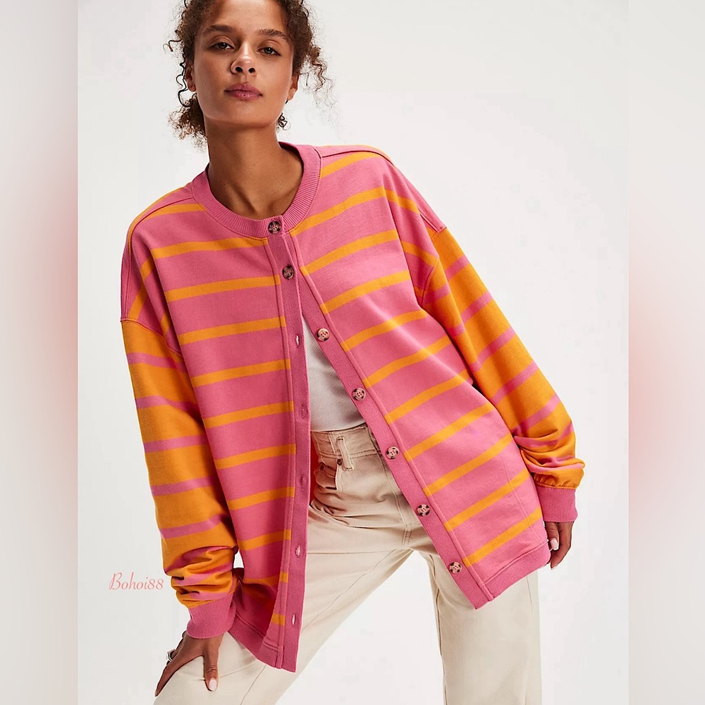 NEW Free People Classic Striped Cardigan